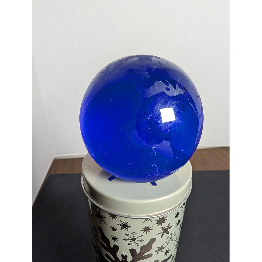 Vintage Cobalt Blue Glass World Globe Paperweight